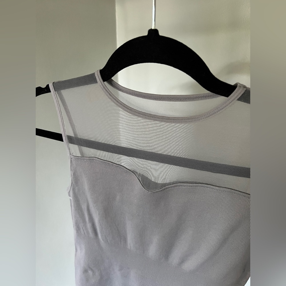 TOB Mesh Crew Neck Sleeveless Stretch Tank Bodysuits
